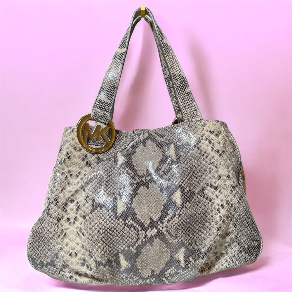 Michael Kors Fulton Large Hobo Bag Python Embossed Leather
